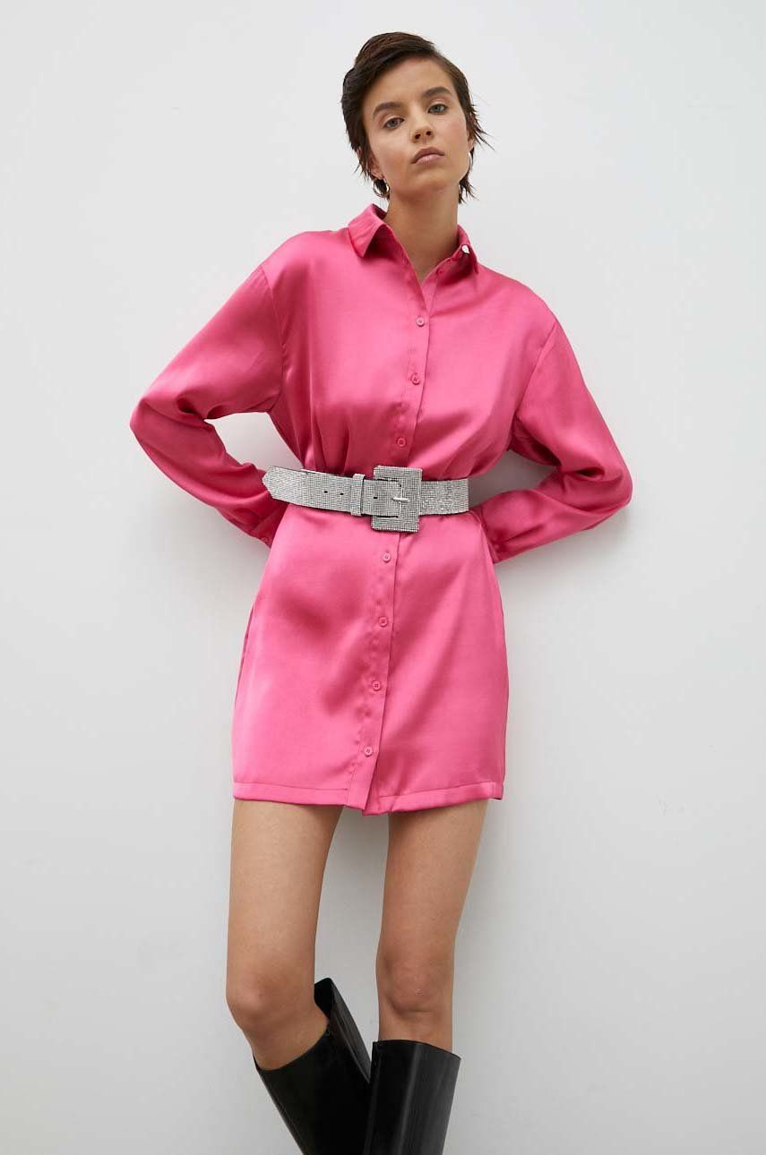 Samsoe Samsoe rochie culoarea roz, mini, drept