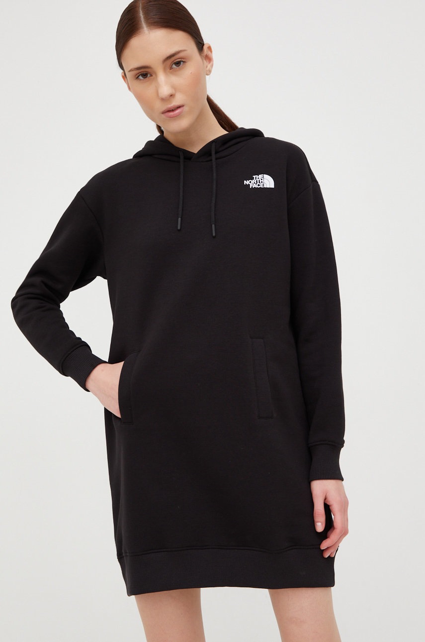 

Рокля The North Face в черно къс модел с уголемена кройка, Черен