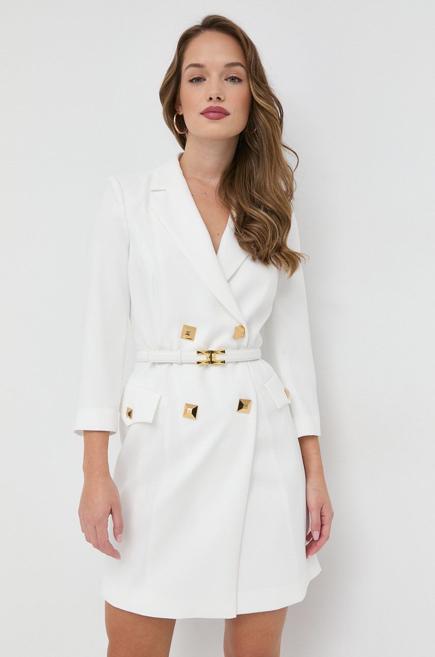 Elisabetta Franchi rochie culoarea alb, mini, drept alb imagine noua