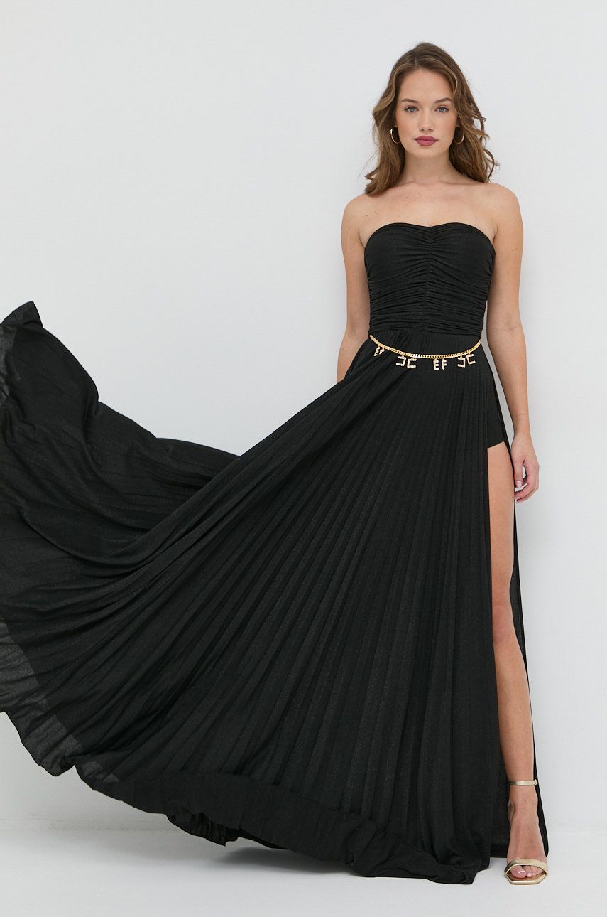 Elisabetta Franchi rochie culoarea negru, maxi, drept answear.ro
