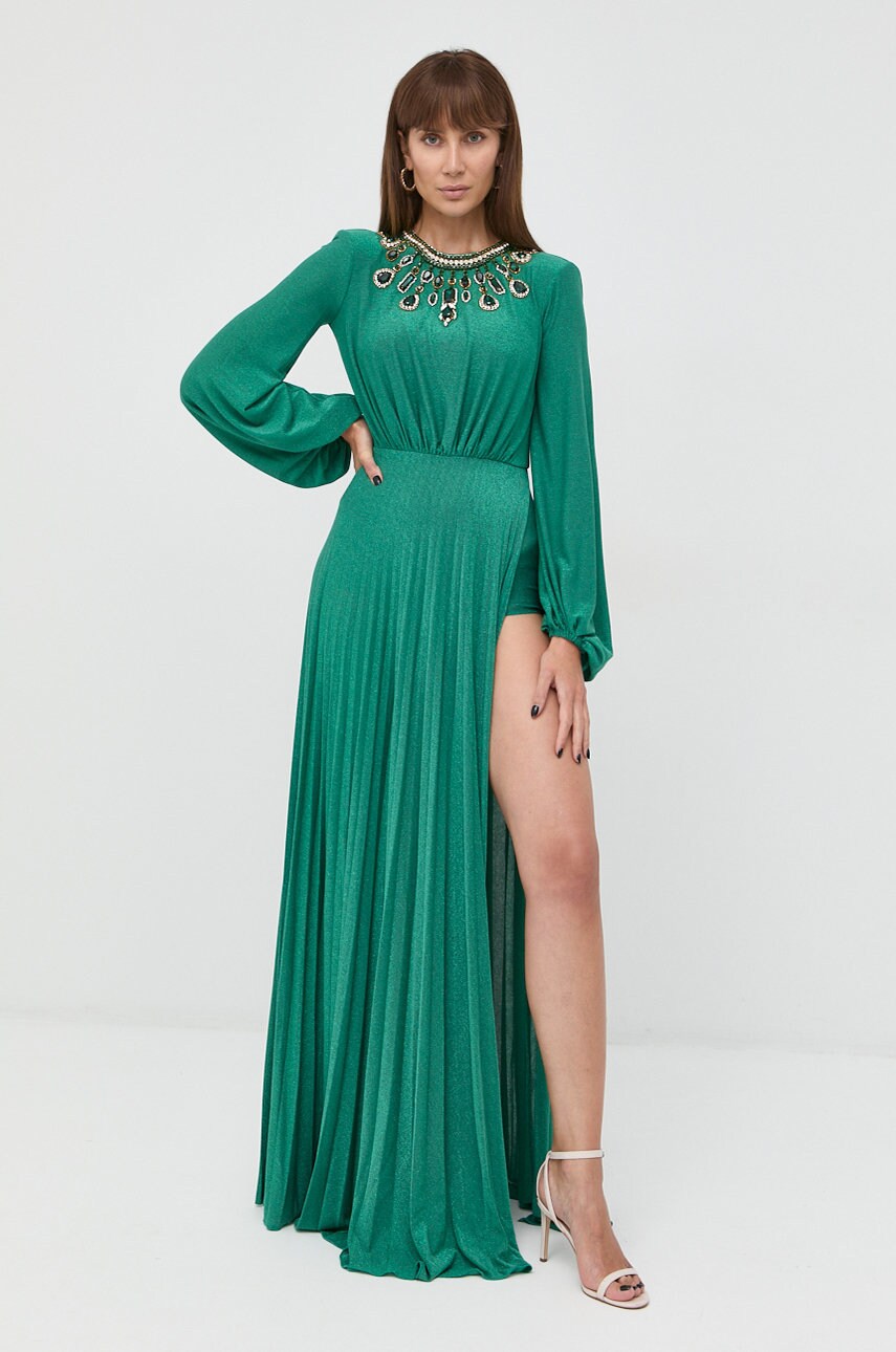 

Платье Elisabetta Franchi цвет зелёный maxi расклешённая