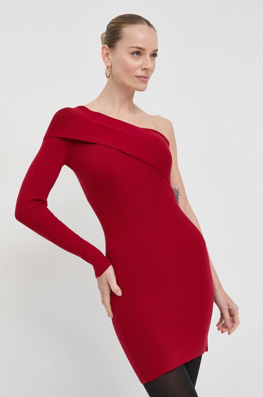 Elisabetta Franchi rochie din amestec de matase culoarea rosu, mini, mulata