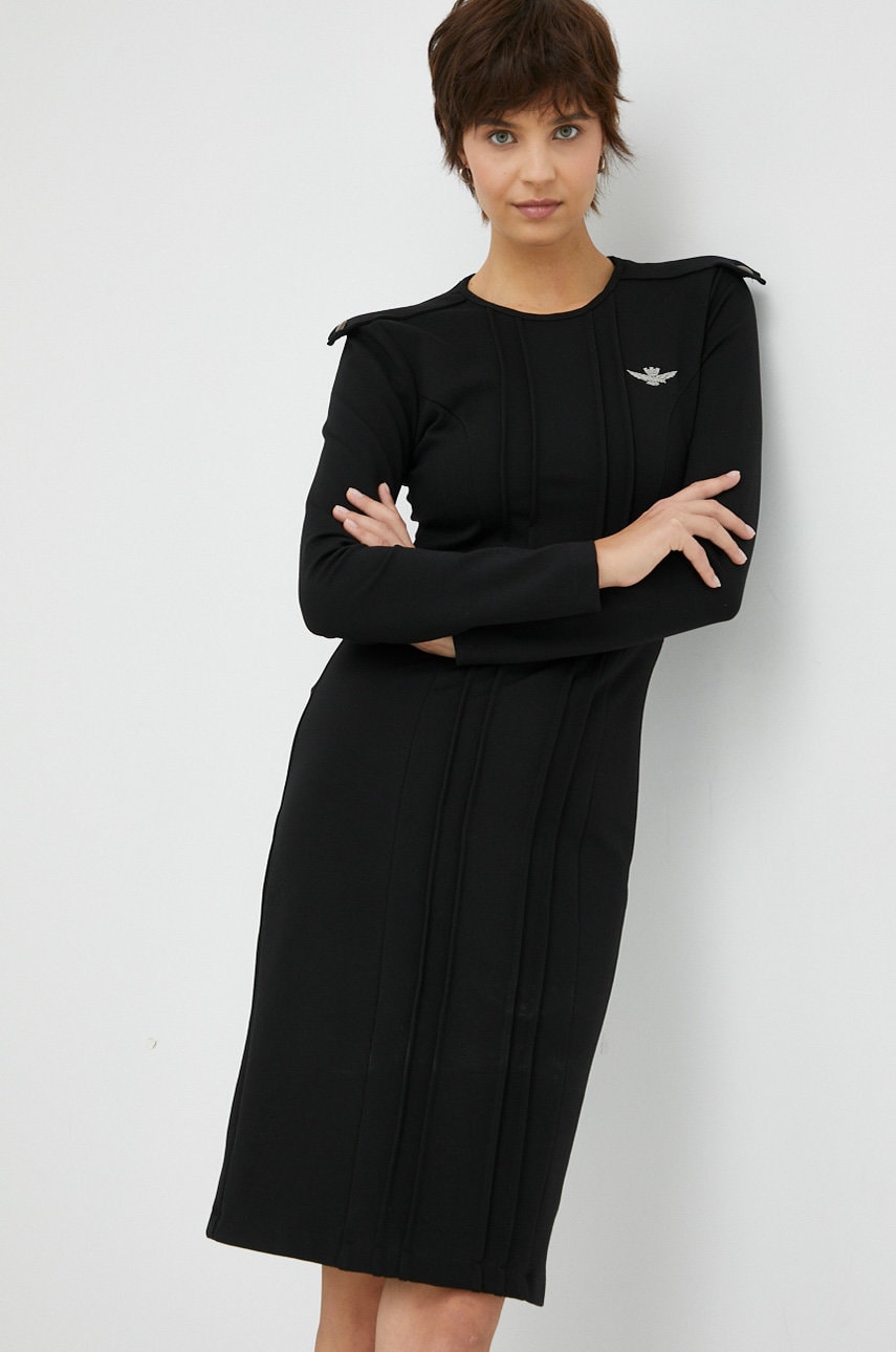 Aeronautica militare rochie culoarea negru, mini, mulata