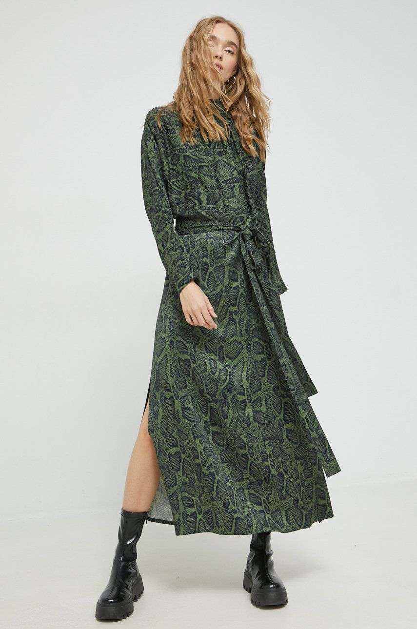 HUGO rochie culoarea verde, maxi, drept answear.ro imagine megaplaza.ro
