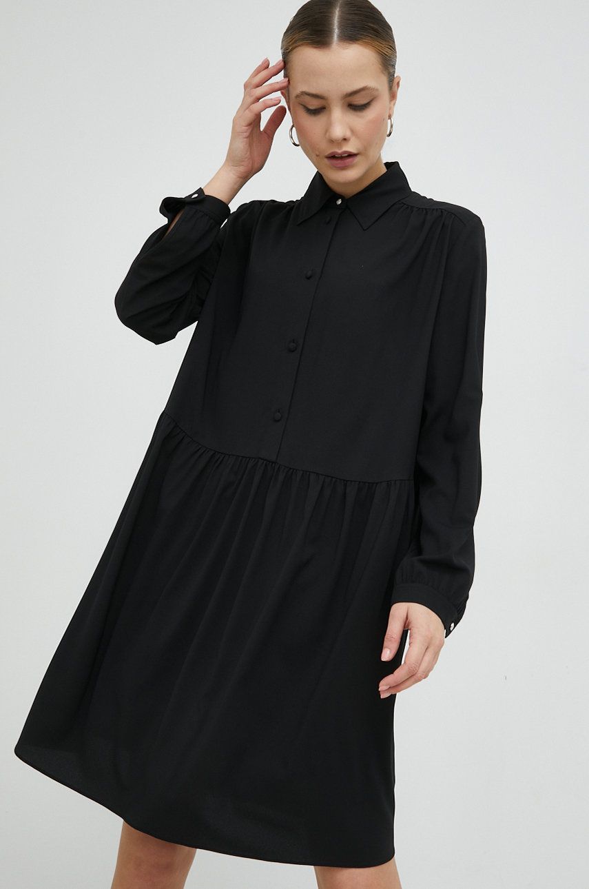 BOSS rochie culoarea negru, mini, evazati answear.ro imagine noua
