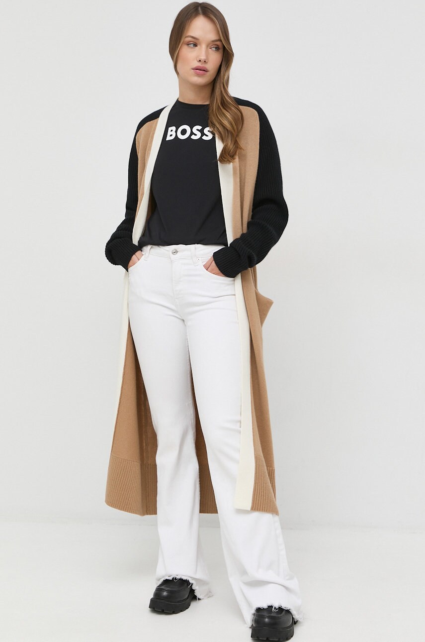 

Шерстяной кардиган BOSS цвет бежевый