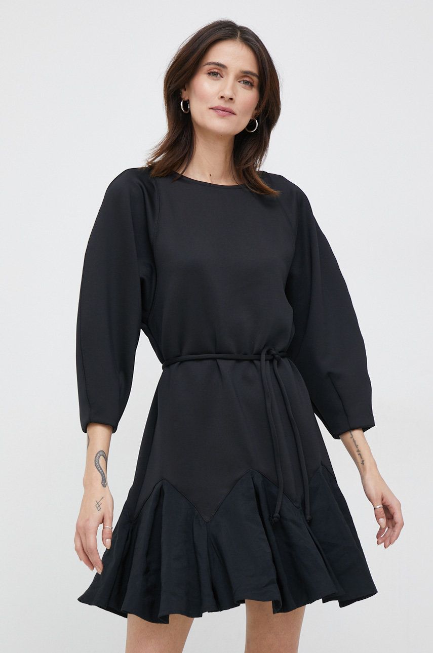 Sisley rochie culoarea negru, mini, evazati