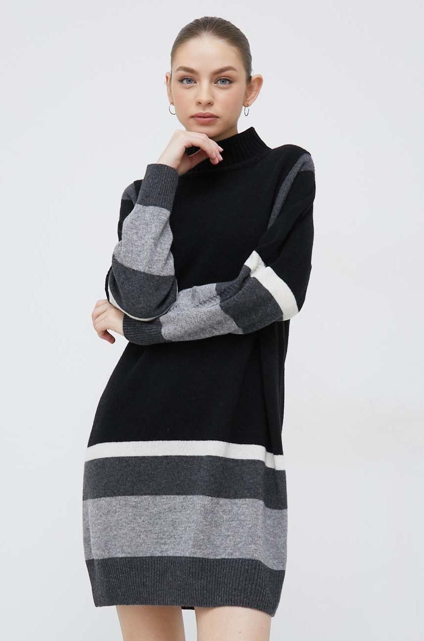 

Вовняна сукня Sisley колір чорний mini oversize