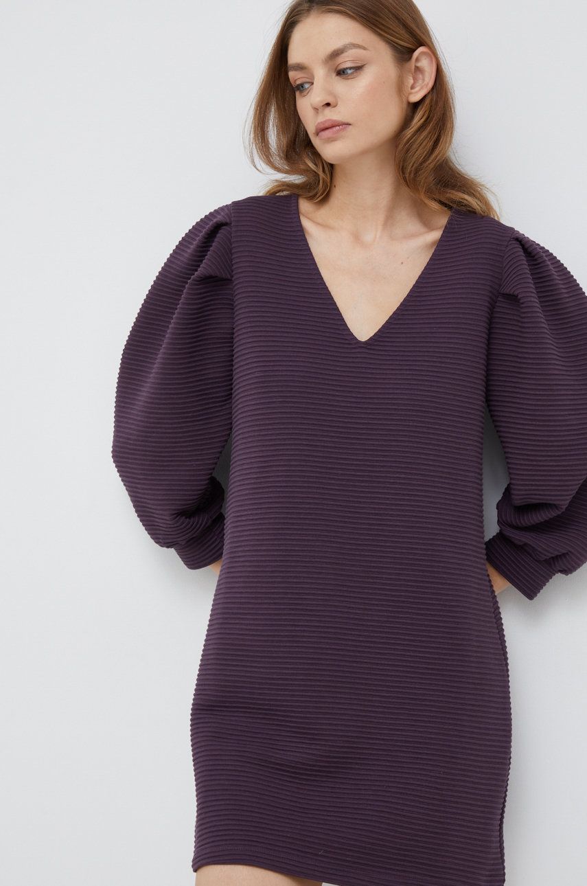 Sisley rochie culoarea violet, mini, drept