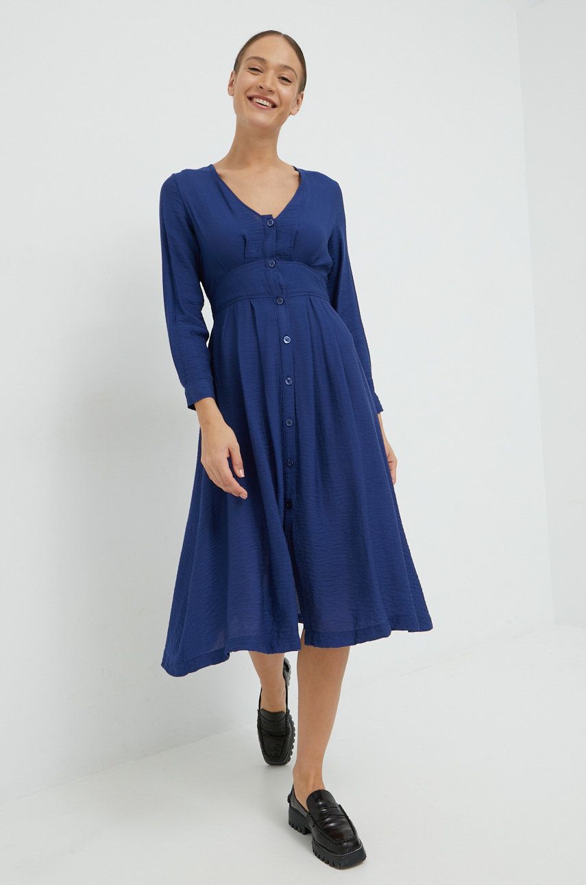 United Colors of Benetton rochie culoarea albastru marin, midi, evazati