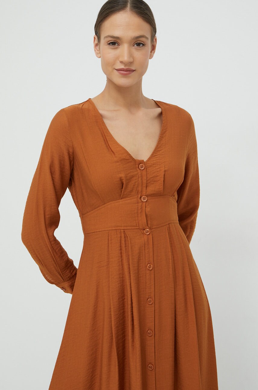 Сукня United Colors of Benetton колір коричневий midi розкльошена