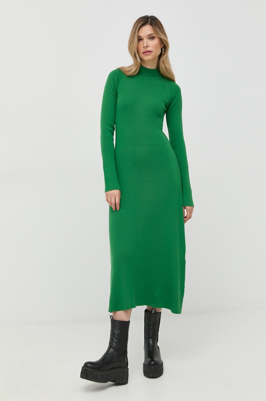 

Вовняна сукня Ivy Oak колір зелений maxi облягаюча