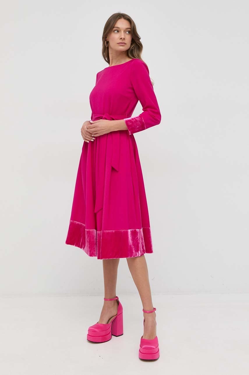 

Шерстяное платье Weekend Max Mara цвет розовый mini расклешённая