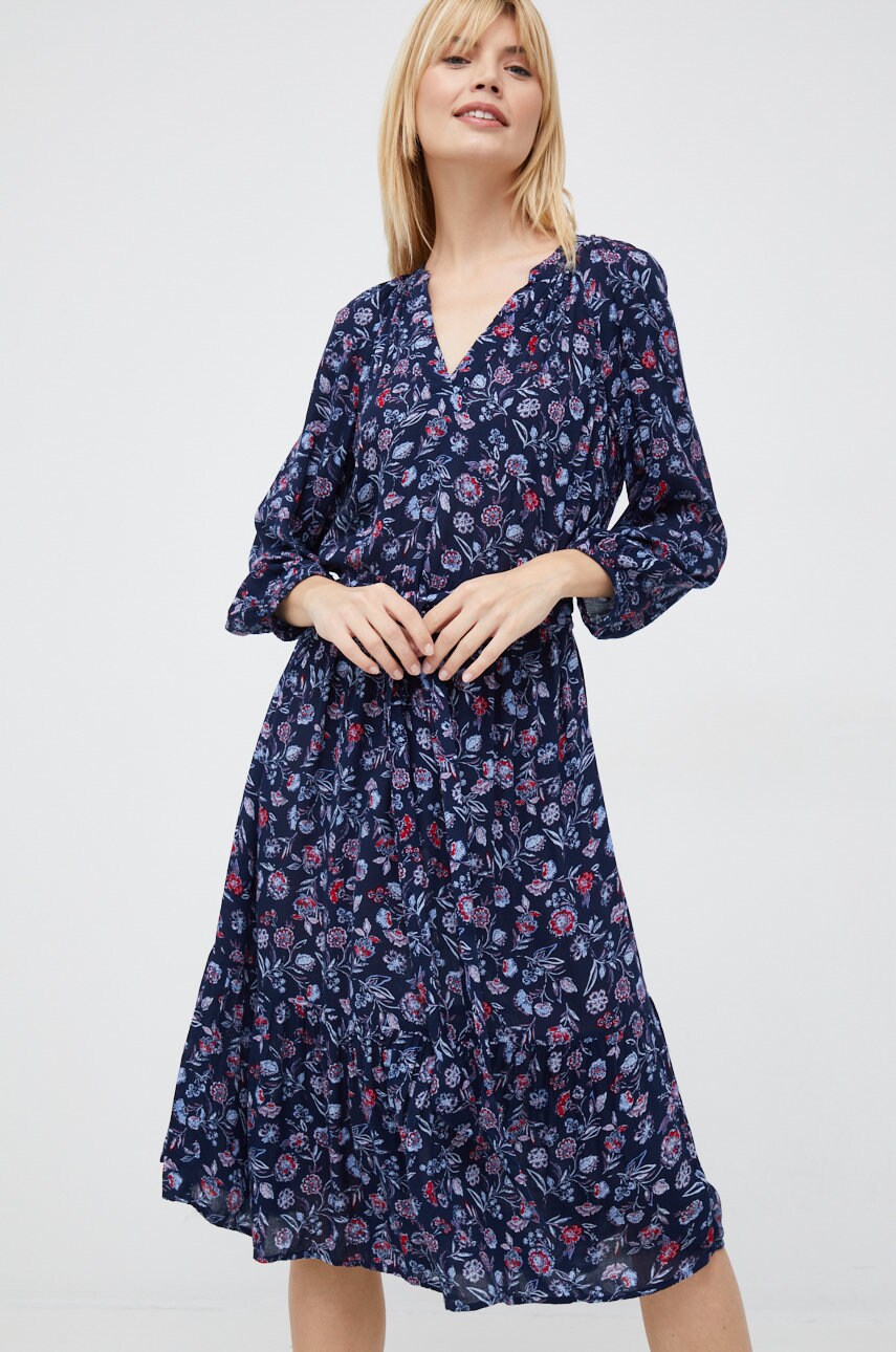 Gap rochie culoarea albastru marin, midi, evazati