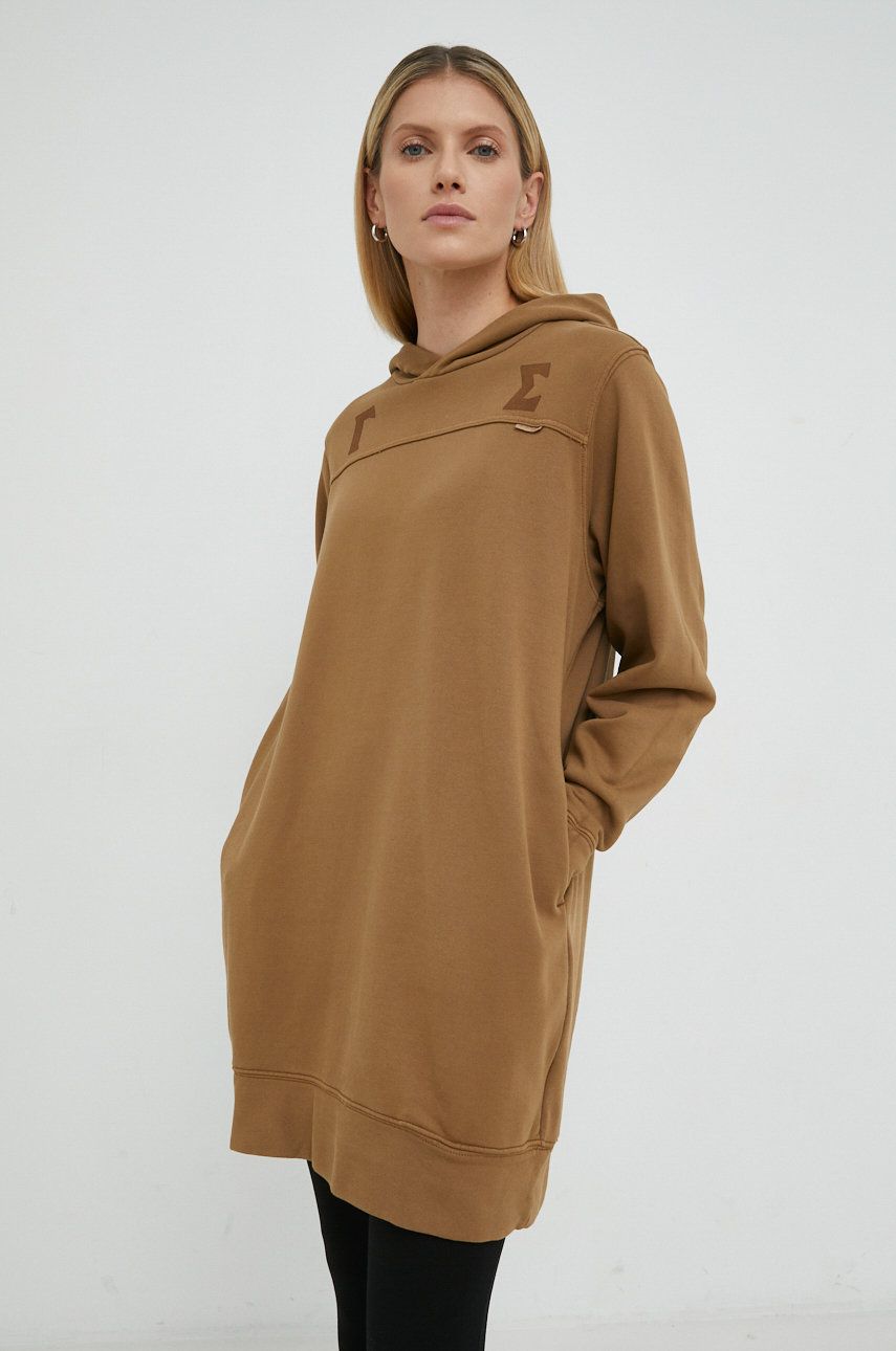Levně Bavlněné šaty G-Star Raw béžová barva, mini, oversize