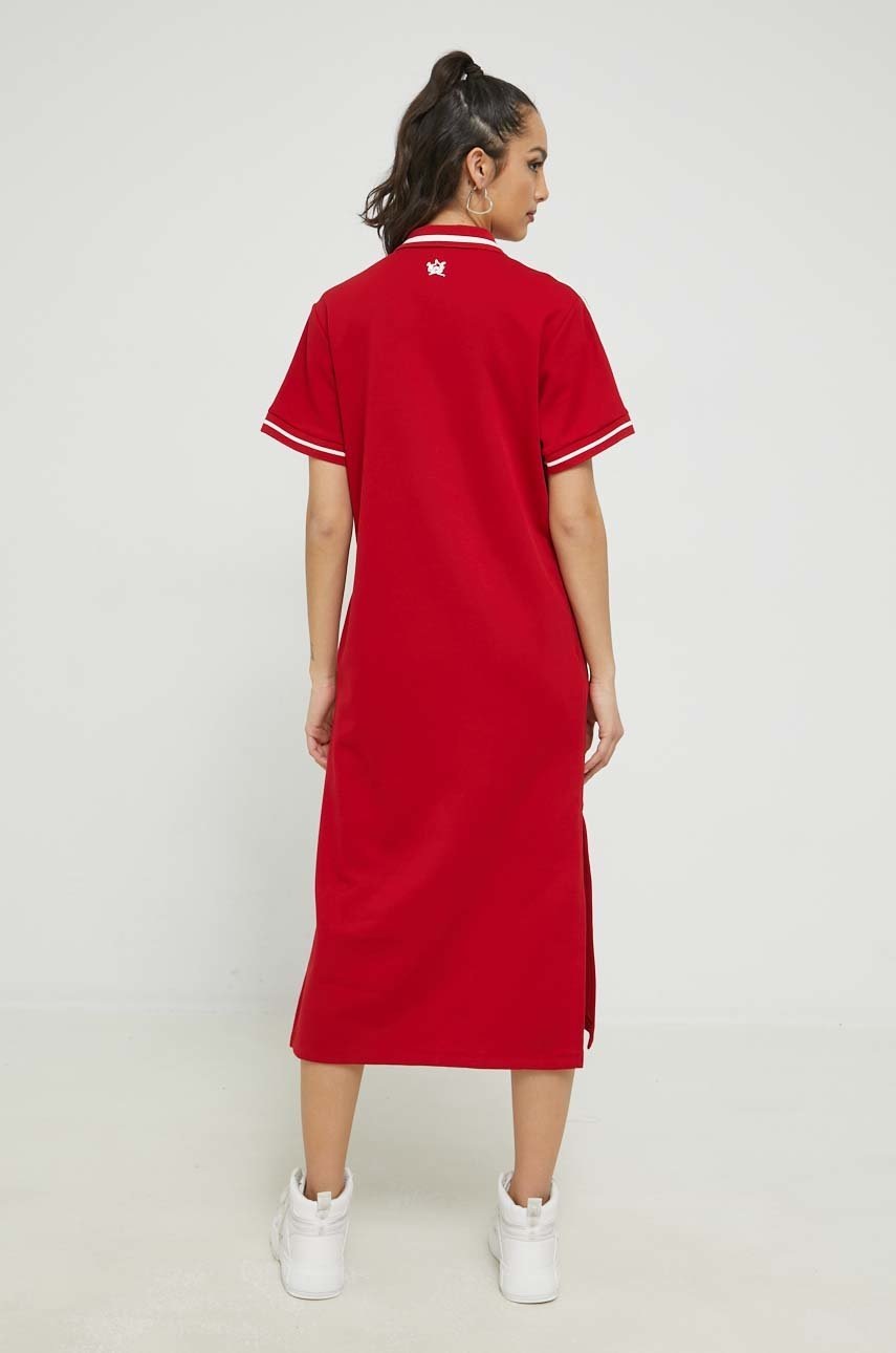 

Платье adidas Originals X Thebe Magugu цвет красный midi прямое