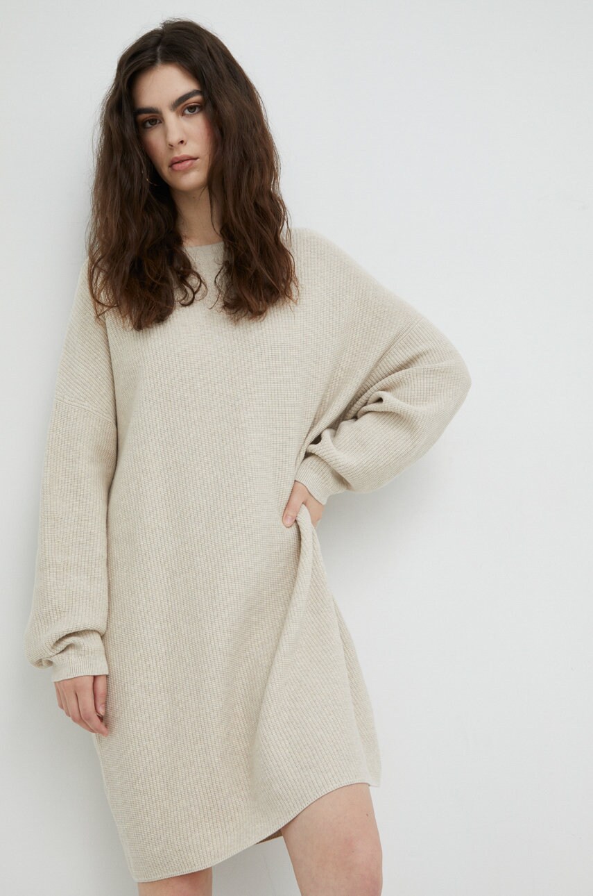Marc o'polo rochie din bumbac culoarea bej, mini, oversize