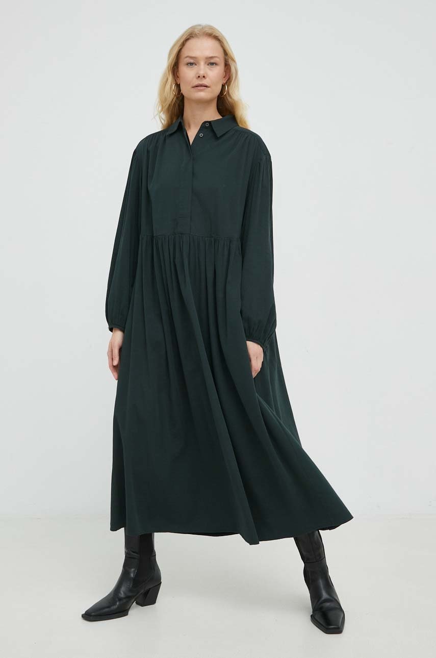 Marc o'polo rochie culoarea verde, midi, evazati