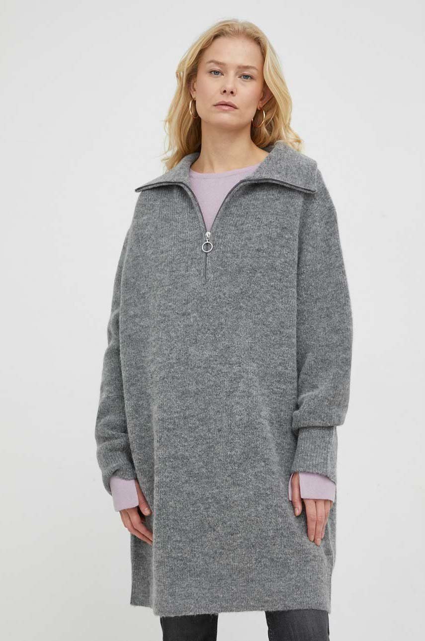 Marc O’Polo rochie din lana Denim culoarea gri, mini, oversize answear.ro