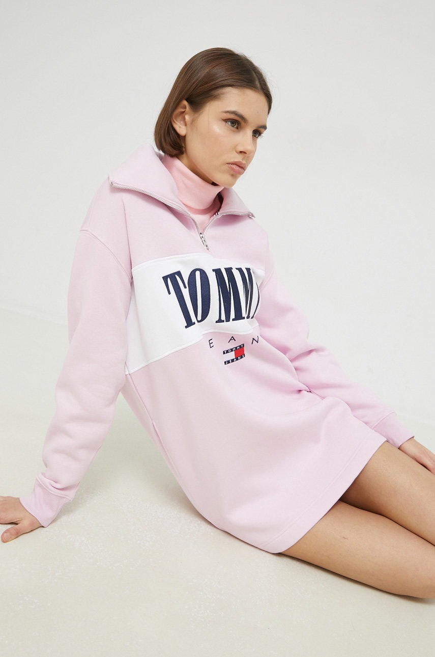 

платье Tommy Jeans цвет розовый mini oversize