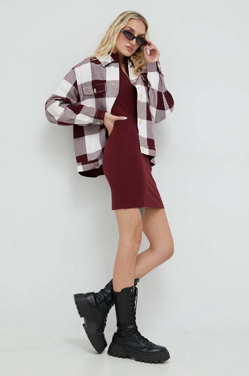 

сукня Tommy Jeans колір бордовий mini облягаюча