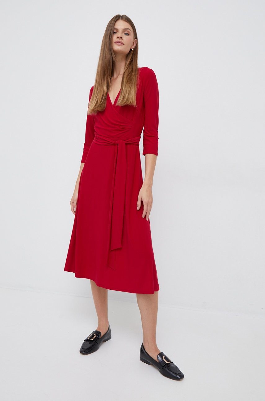 

Платье Lauren Ralph Lauren цвет красный midi прямая