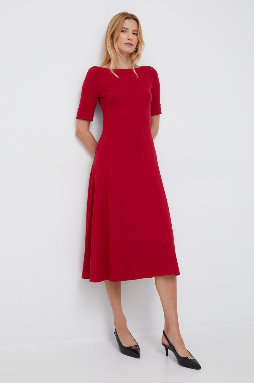 

Сукня Lauren Ralph Lauren колір червоний midi розкльошена
