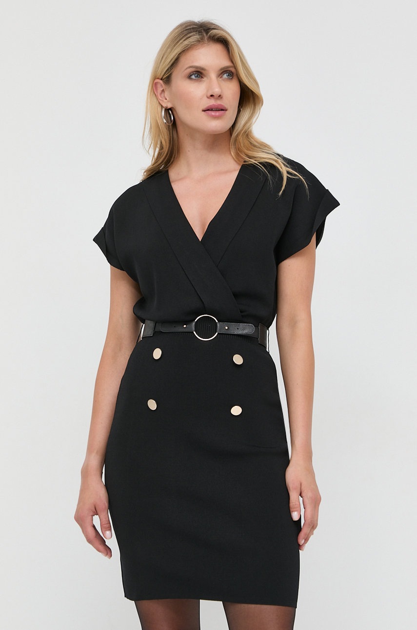 

Рокля Morgan в черно къс модел с кройка по тялото, Черен