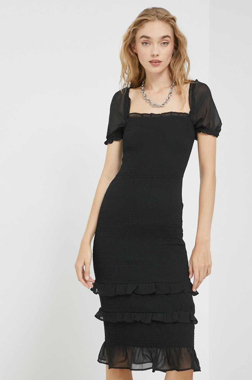 Šaty Abercrombie & Fitch černá barva, mini - černá -  Materiál č. 1: 100% Polyester Materi