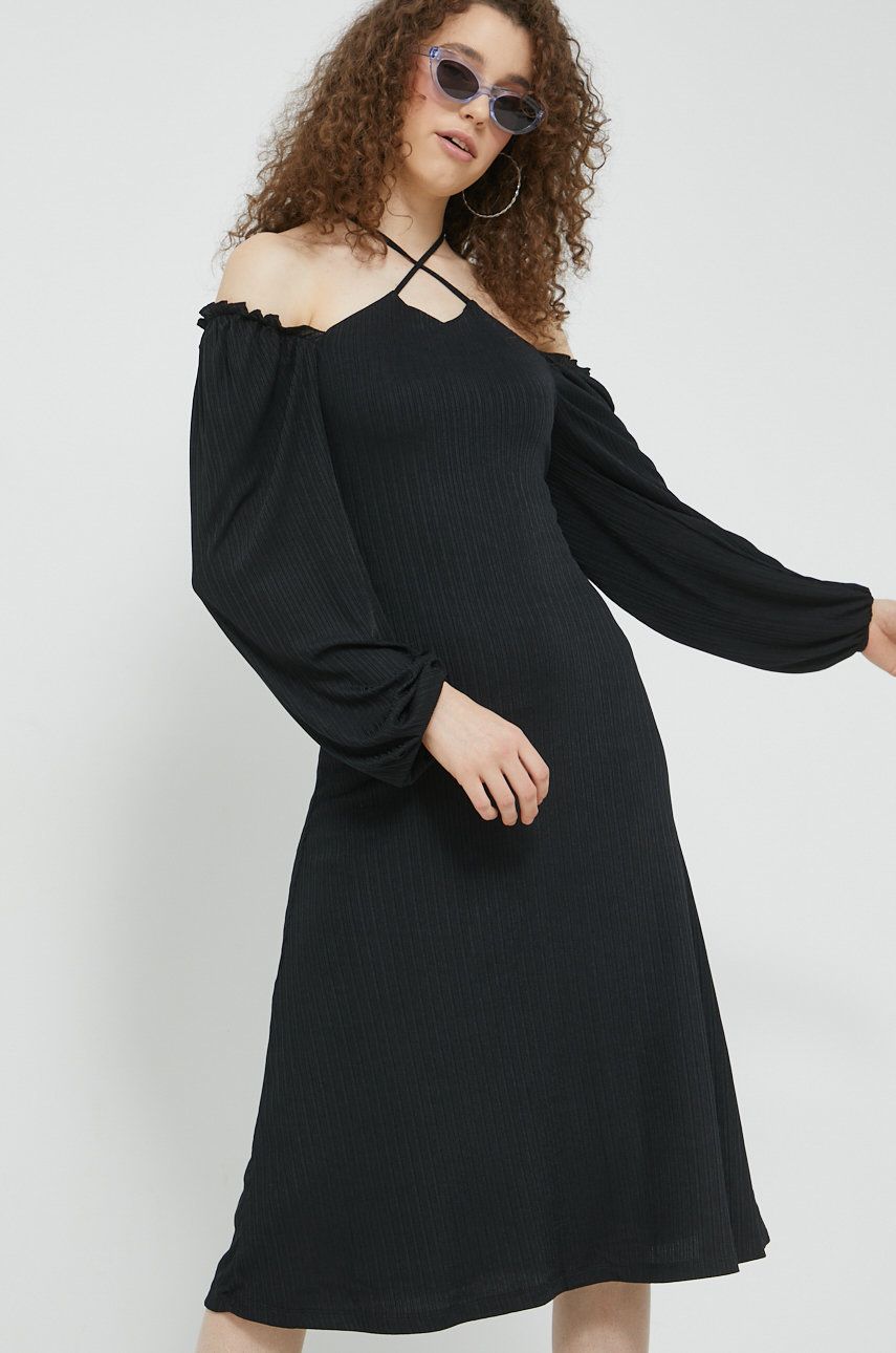 Hollister Co. rochie culoarea negru, midi, mulata