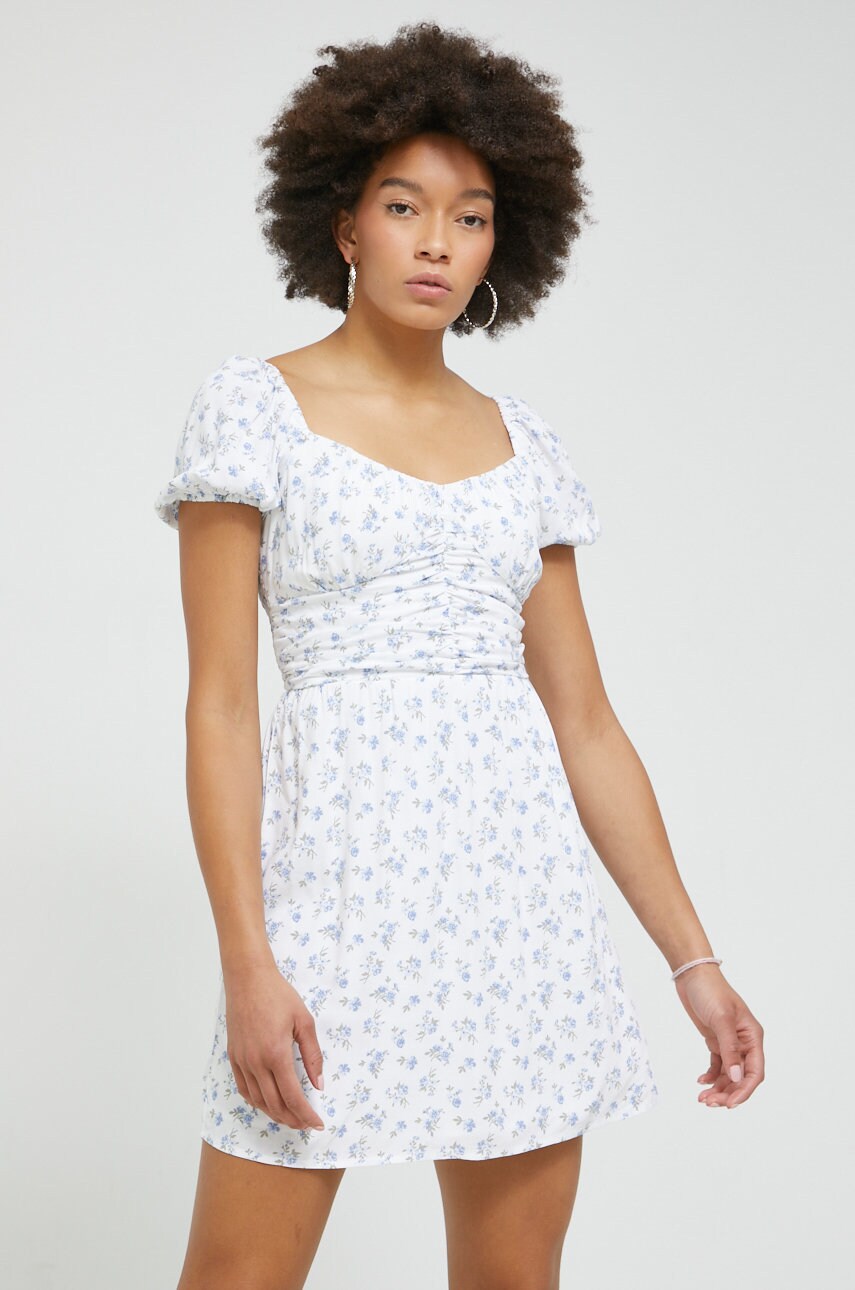 Hollister co. rochie culoarea alb, mini, evazati