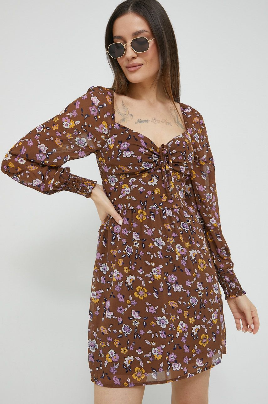 Hollister Co. rochie culoarea maro, mini, evazati