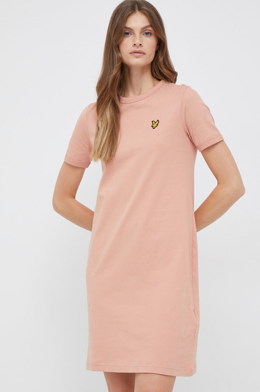 Lyle & scott rochie din bumbac culoarea portocaliu, mini, drept