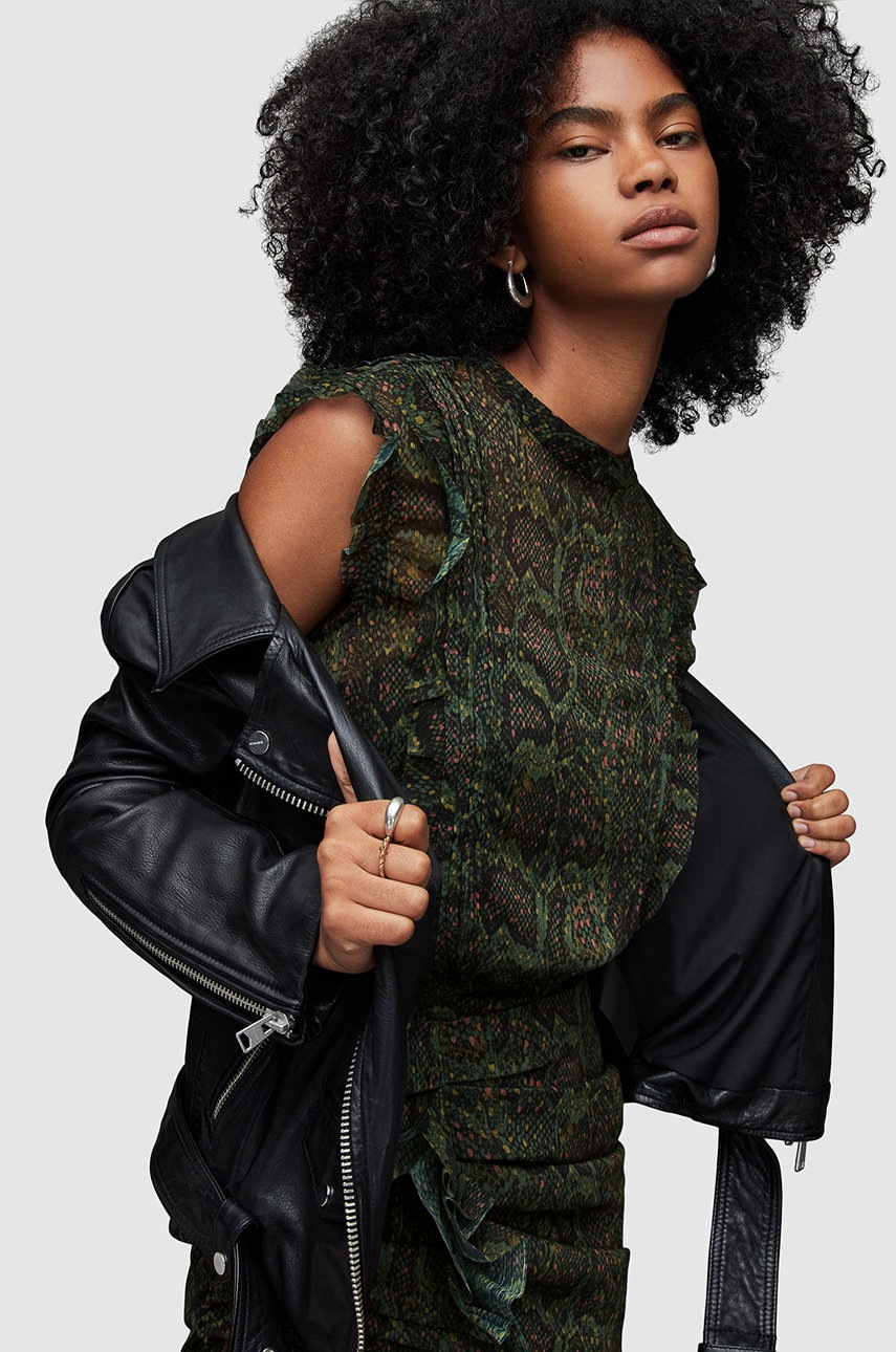 

Платье AllSaints цвет зелёный mini облегающее