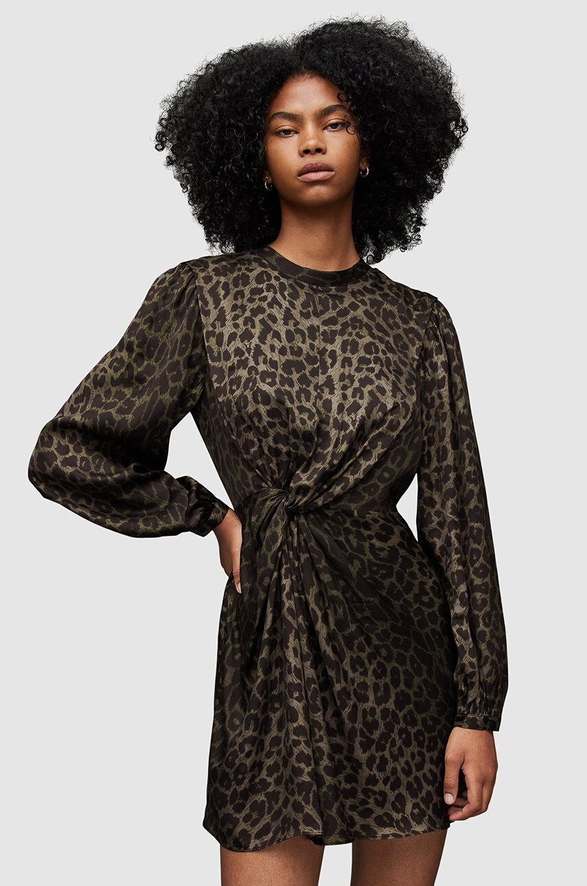 Allsaints rochie culoarea verde, mini, mulata