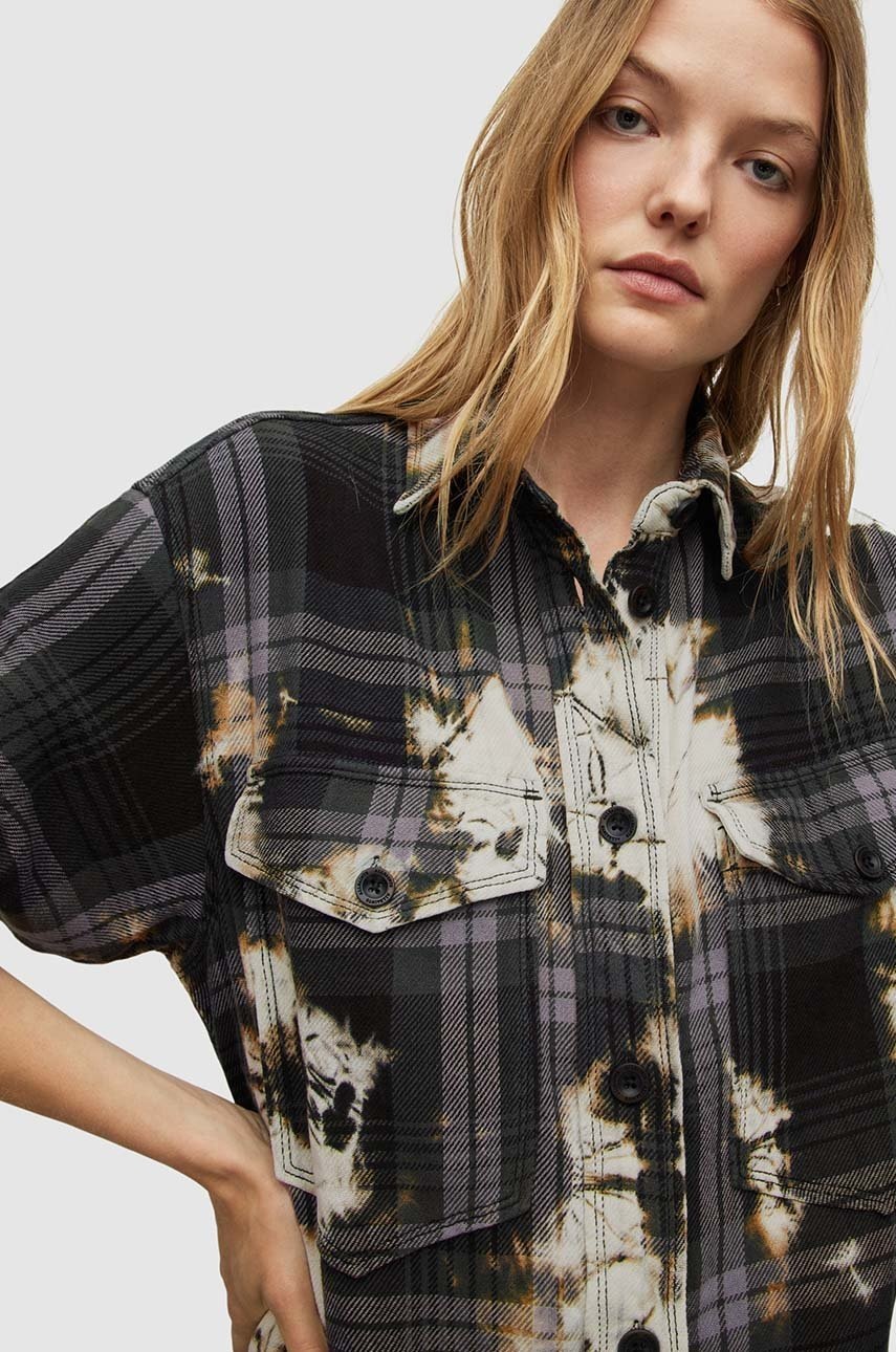 

Хлопковое платье AllSaints цвет чёрный mini прямая