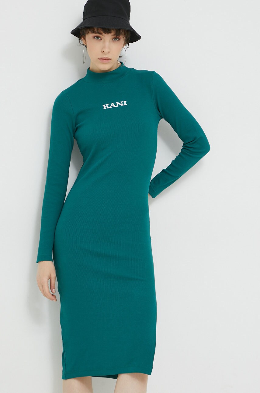 Karl kani rochie culoarea verde, mini, mulata
