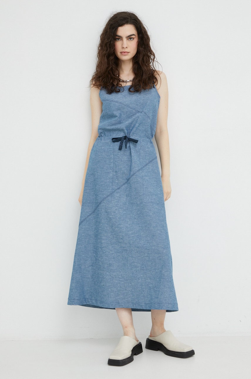 G-star raw rochie din amestec de in midi, evazati