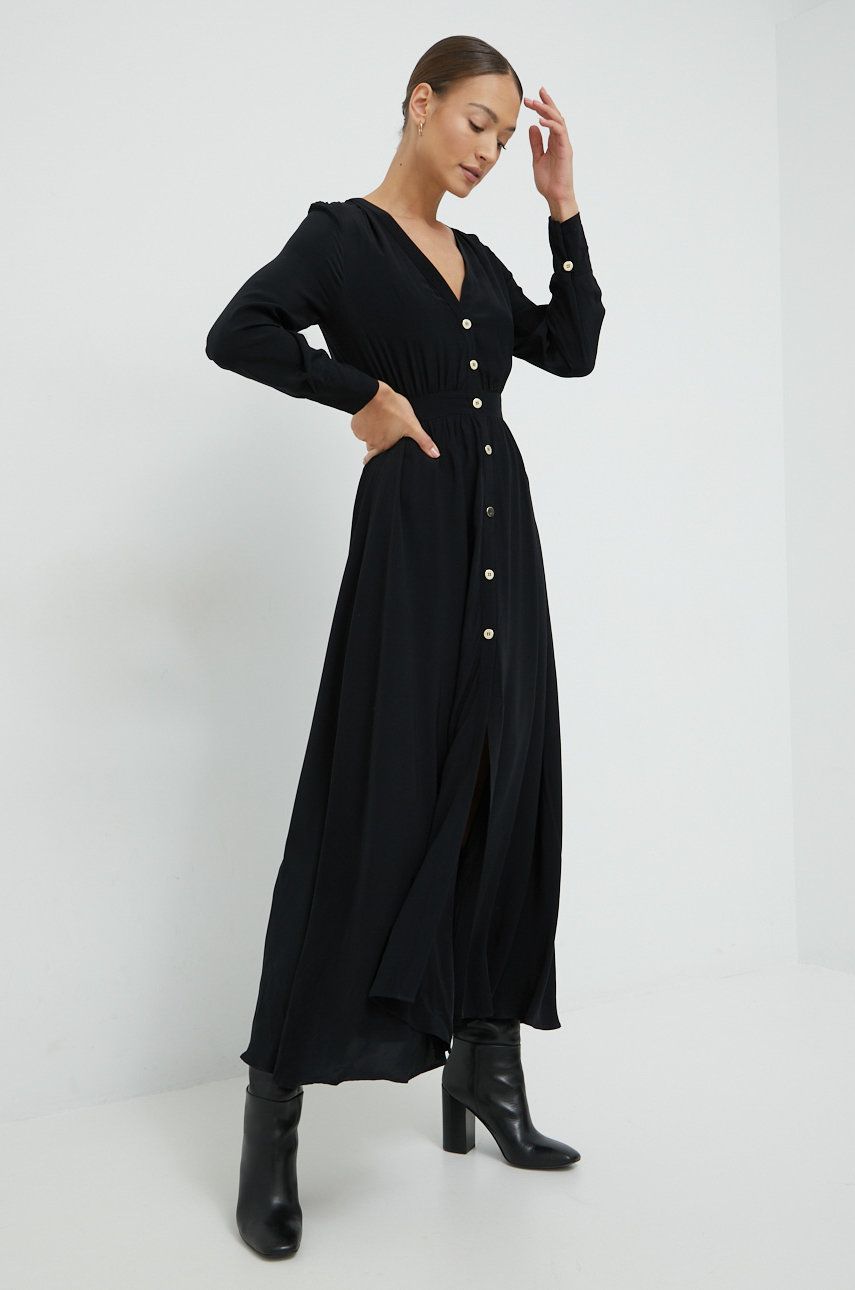 Sisley rochie culoarea negru, maxi, drept answear.ro