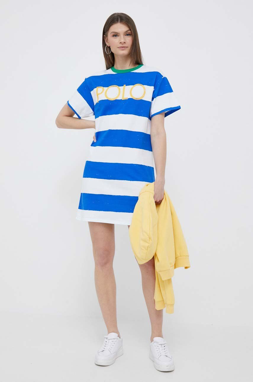 Bavlněné šaty Polo Ralph Lauren mini - vícebarevná -  100 % Bavlna