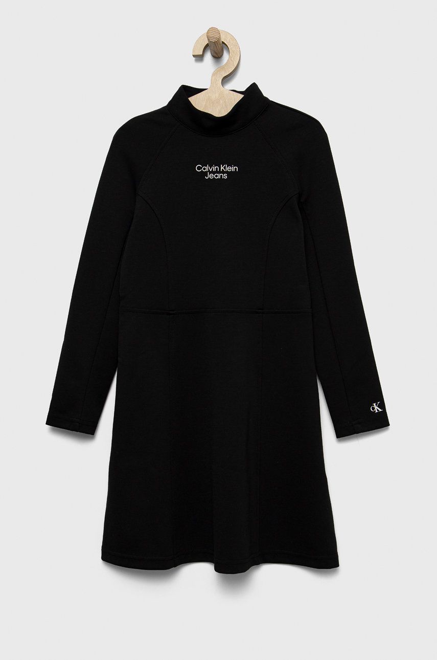 Calvin Klein Jeans sukienka dziecięca IG0IG01562.9BYY kolor czarny mini rozkloszowana