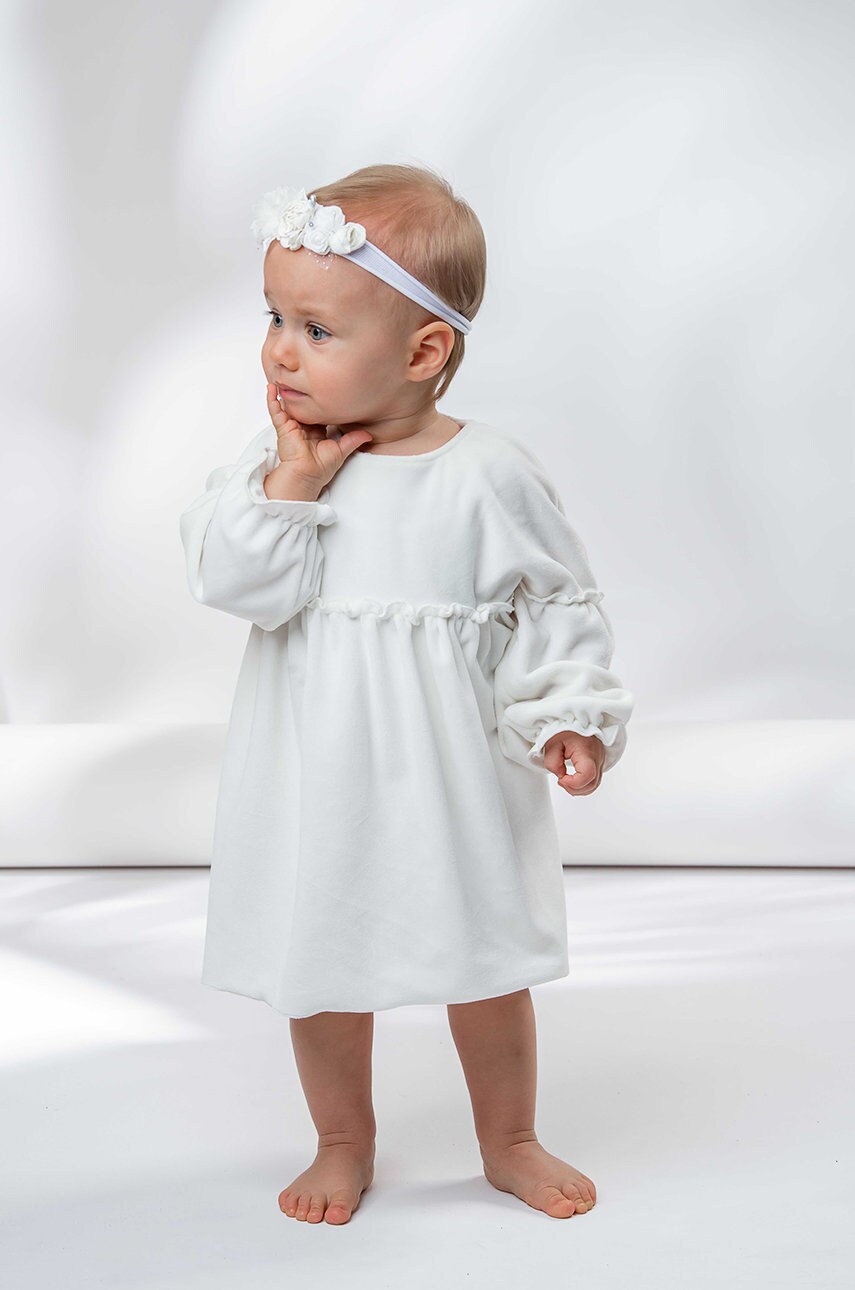 Jamiks rochie fete culoarea alb, midi, evazati