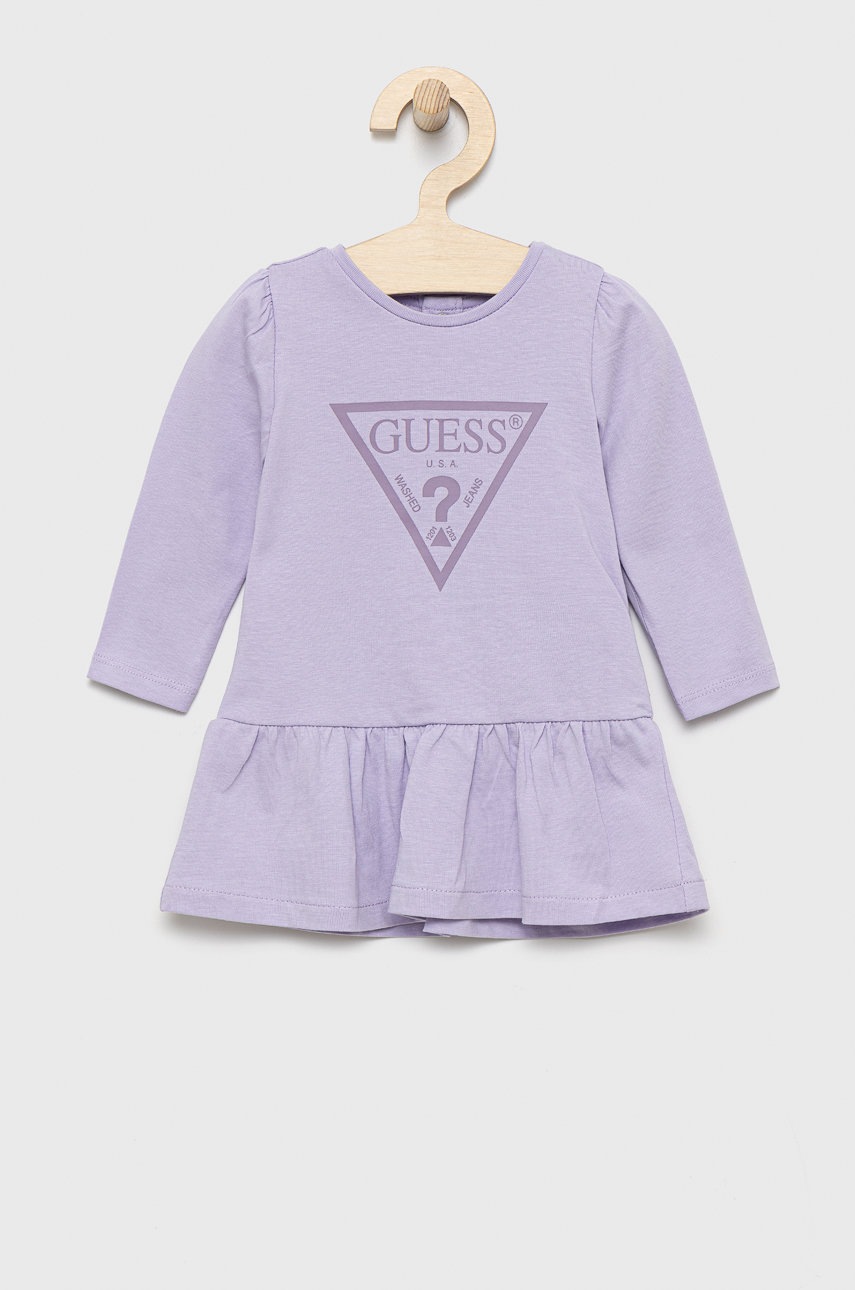 

Дитяча бавовняна сукня Guess колір фіолетовий mini розкльошена