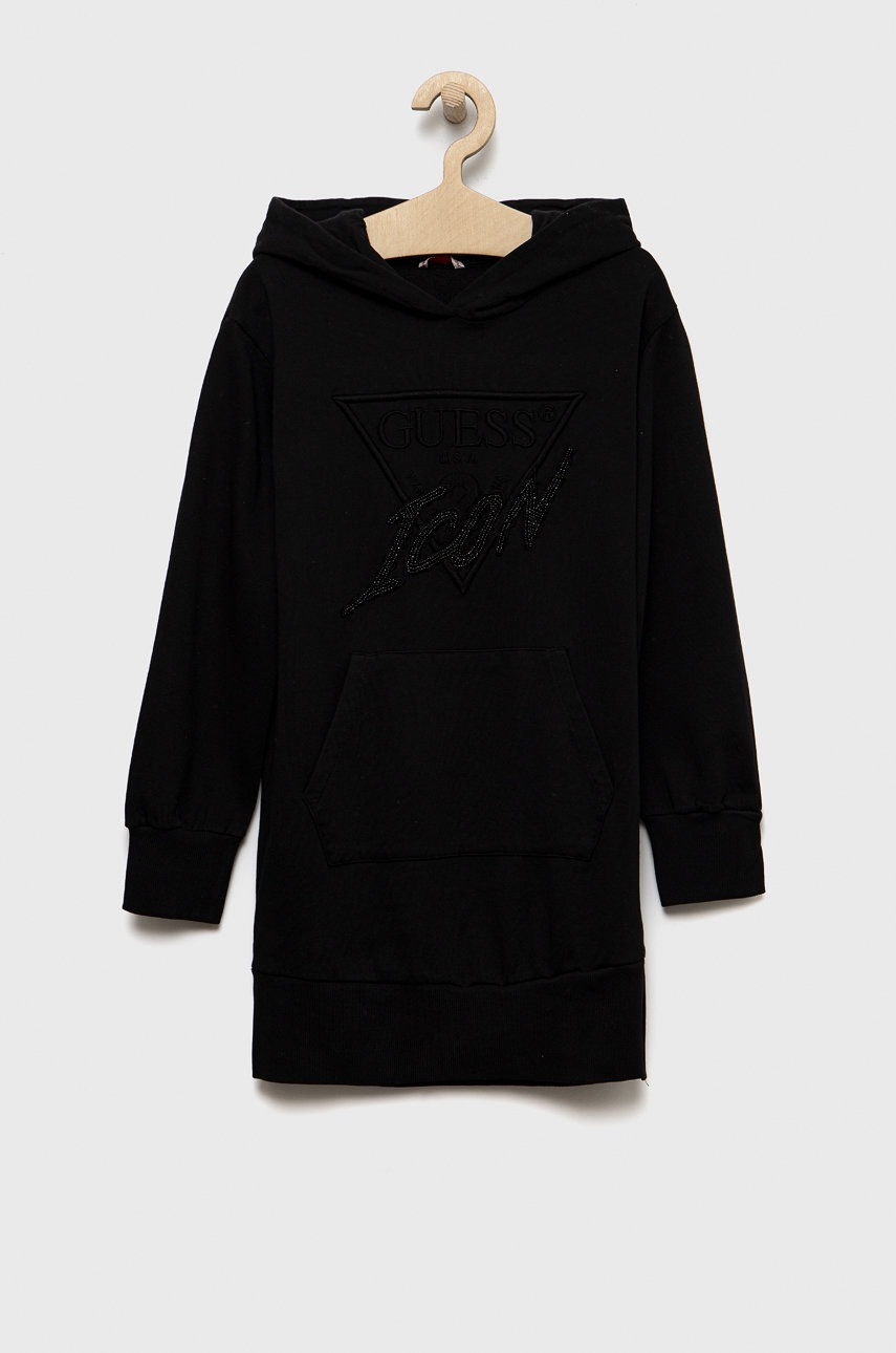 

Дитяча бавовняна сукня Guess колір чорний mini пряма