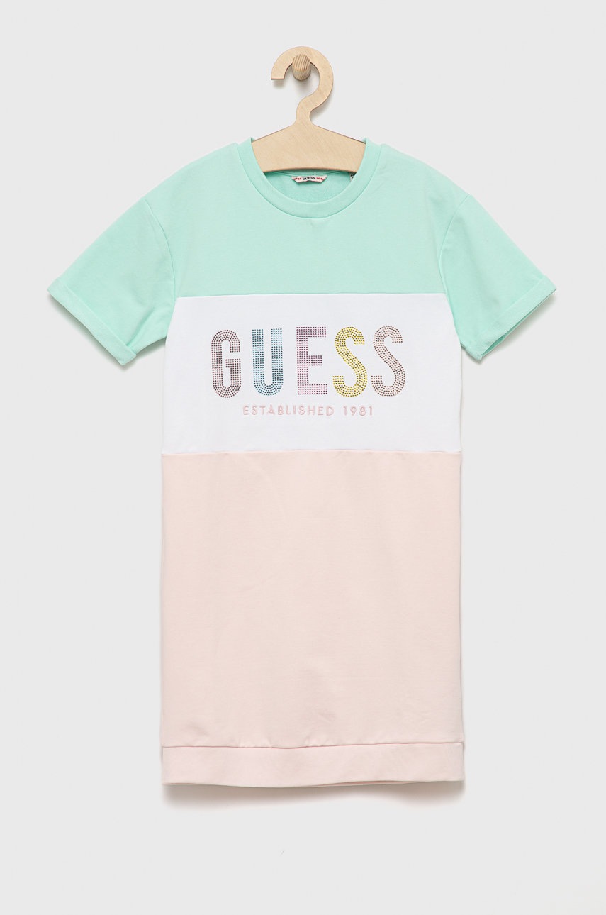 

Детска рокля Guess къс модел със стандартна кройка, Многоцветен