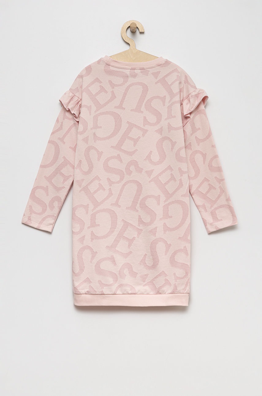 

Хлопковое детское платье Guess цвет розовый mini прямая