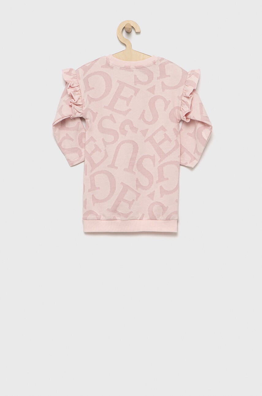 

Хлопковое детское платье Guess цвет розовый midi прямая