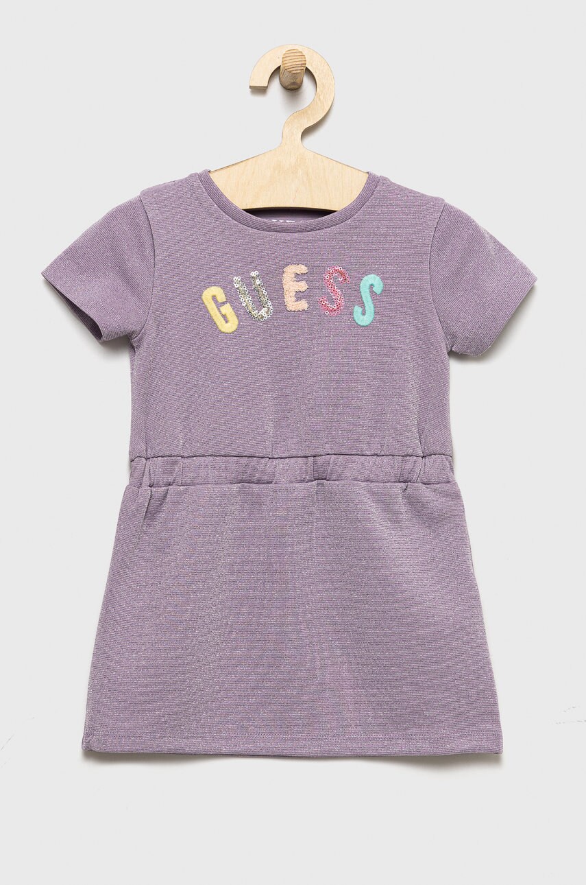 

Детское платье Guess цвет фиолетовый midi прямое