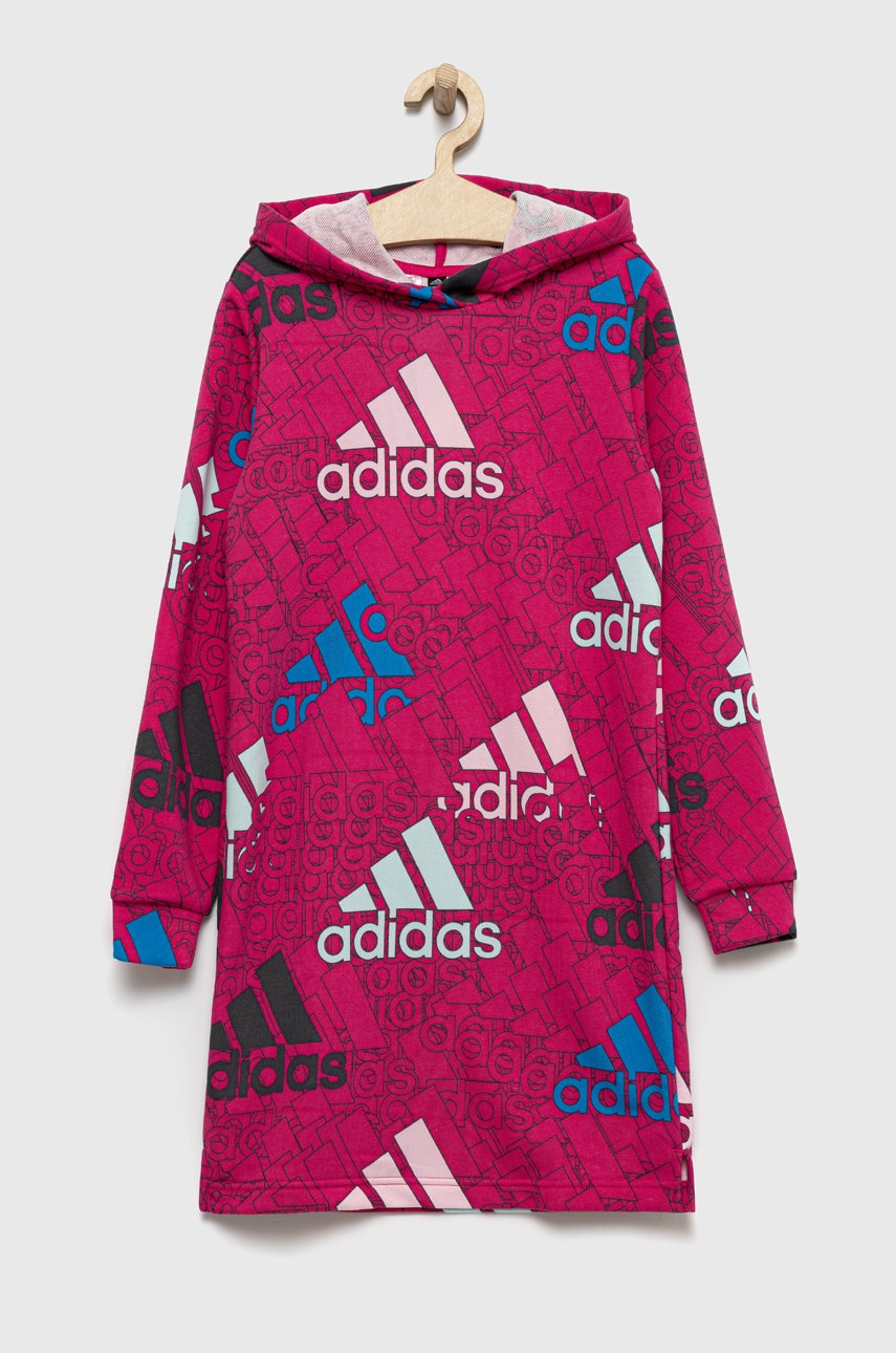 

Детска рокля adidas Performance в розово къс модел със стандартна кройка, Розов