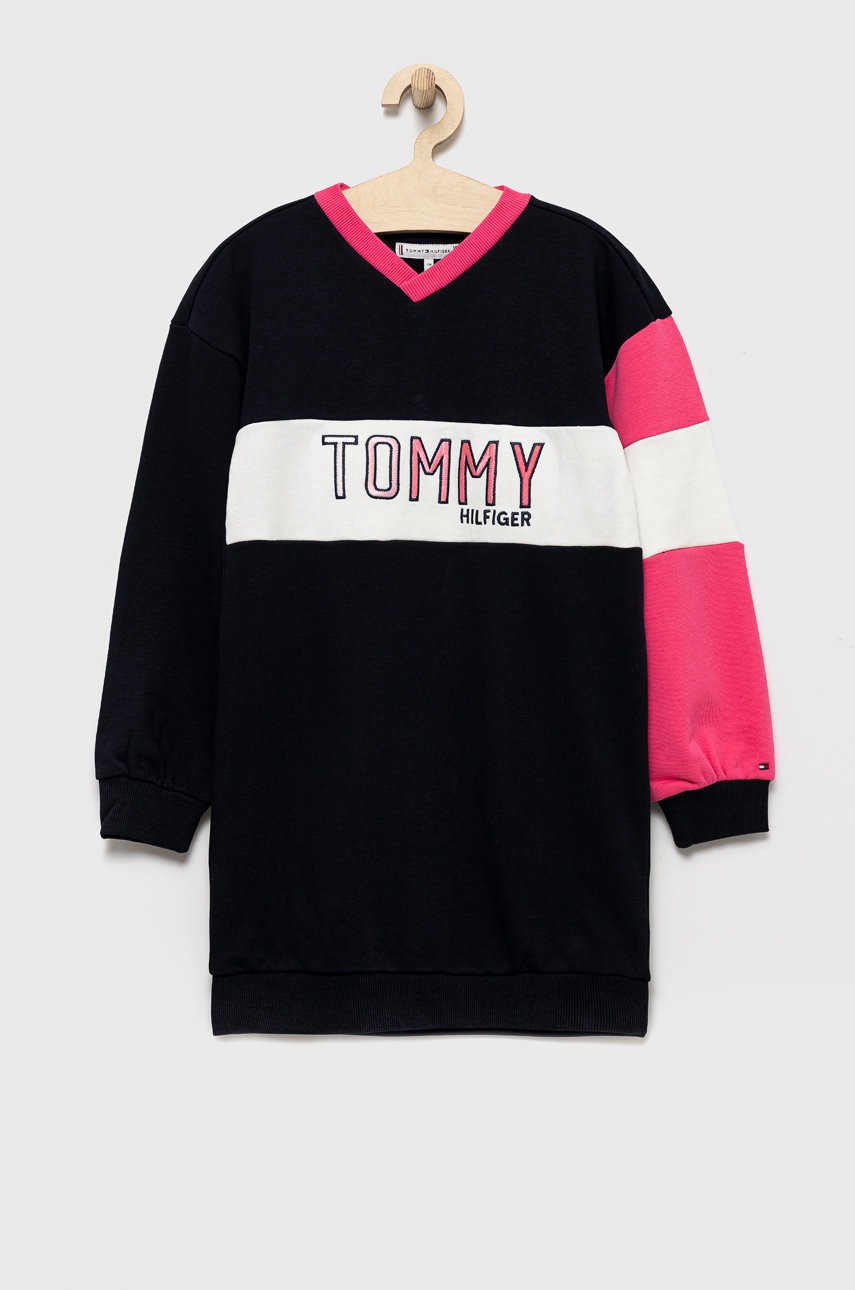 

Детска рокля Tommy Hilfiger в тъмносиньо къс модел със стандартна кройка, Тъмносин